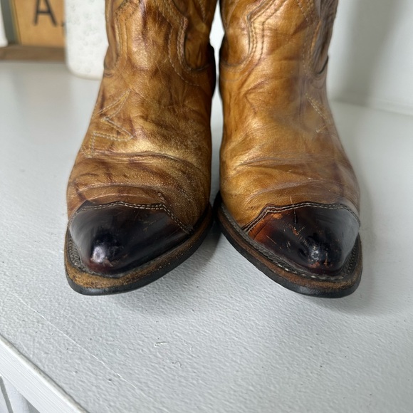 Vintage Texas Country Western Boots | Two-Tone Brown Leather | Women’s Size 6 - Picture 5 of 11